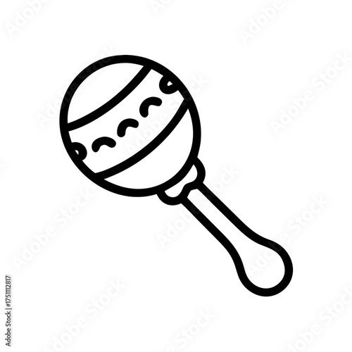 Circular percussion instrument, featuring a wooden handle and colorful beads, is shown against a simple background, highlighting its playful design and musical potential