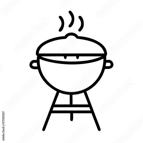 Barbecue grill with smoke rising, surrounded by fresh vegetables and grilling tools, showcasing outdoor cooking and summer gatherings in a vibrant atmosphere