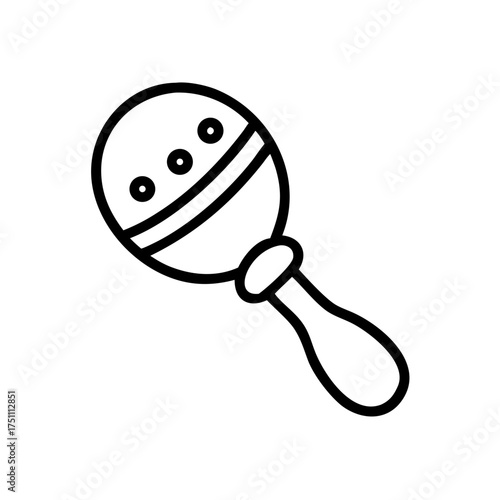 Musical instrument maraca with colorful beads and a wooden handle, creating a vibrant sound, perfect for rhythm and percussion in various musical genres and settings