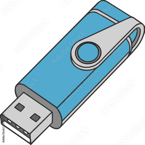USB Flash Drive Vector Icon for Data Storage and Tech Use. 