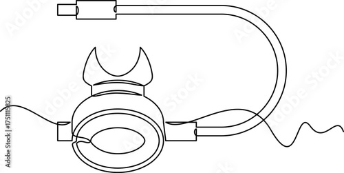 one line art Diving Octopus vector illustration. line art, one continuous line, simple, hand drawn and sketch style. for icons, symbols, signs or logos. PNG