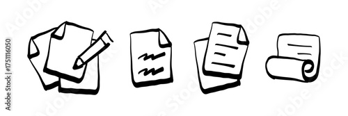 Clean Line Hand-Drawn Document Icon Illustration
