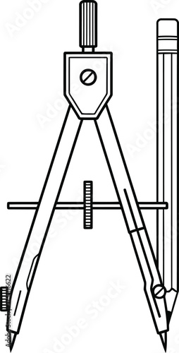 Illustration of a compass with a pencil isolated on white background the compass is a technical drawing instrument that is used to draw circles or arcs it can also be used to measure distances on a ma