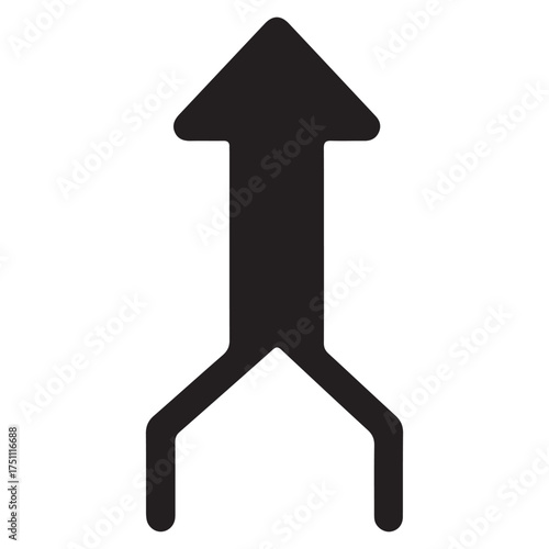 Merging Path Arrow Symbol for Unity and Direction Representing Convergence or Combination of Two Elements into One Unified Flow