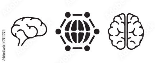 Connecting Minds and Machines – AI and Data Network Icons