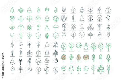 Minimal Linear Tree Icons Set