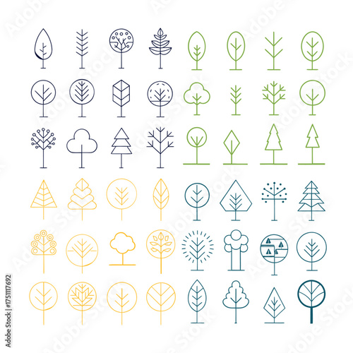 Minimal Linear Tree Icons Set