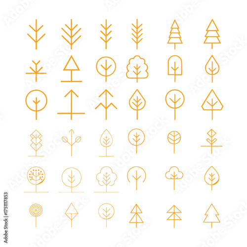 Minimal Linear Tree Icons Set