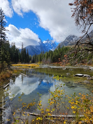 Snowy capped mountains by the lake - Grand Teton
