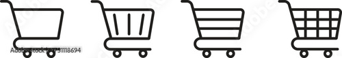 Shopping Cart Icon Vector Set Outline Style for E-commerce Retail and Online Shop

