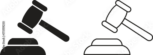 Gavel Icon Vector Set Judge's Mallet Symbol for Justice Law Auction and Court


