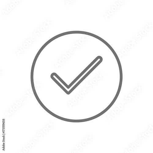 Check mark icon in circular outline design for confirmation  