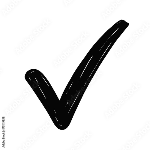 Hand-drawn checkmark symbol on white background  