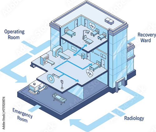 isometric vector house and modern building illustration
