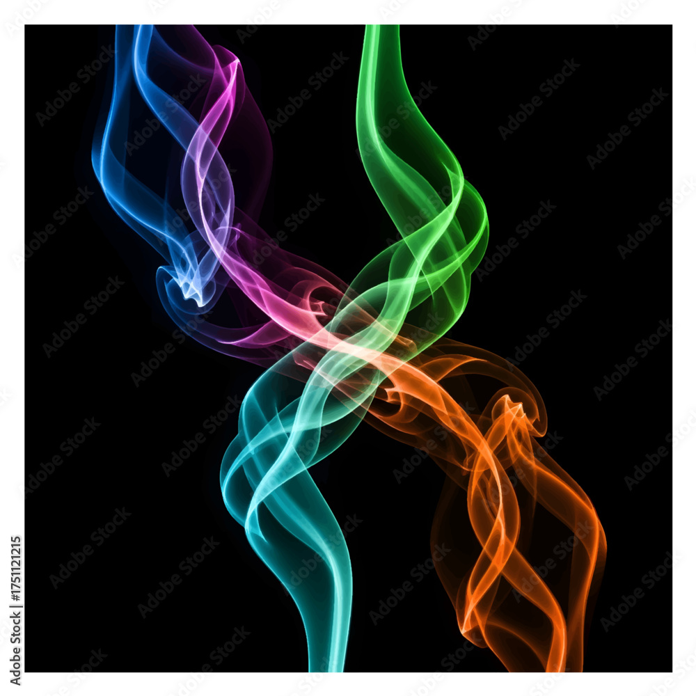 Obraz premium Colorful smoke swirls forming abstract shapes against a dark background