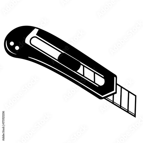 silhouette photo of cutter knife with white background
