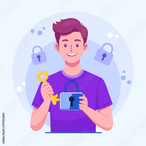 Secure Digital Wallet Access Flat Vector Illustration