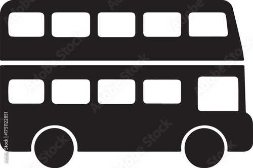  double decker bus city ride silhouette vector illustration