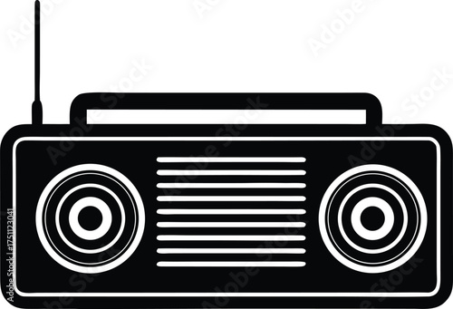  Hand Crank Radio Silhouette Vector Illustration