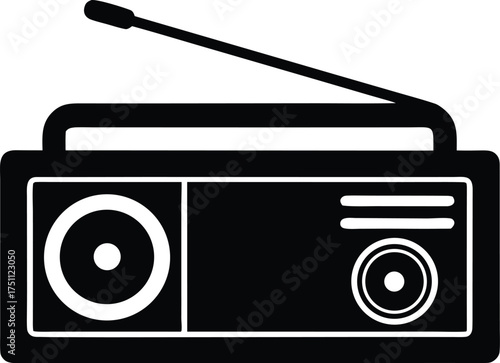 Hand Crank Radio Silhouette Vector
