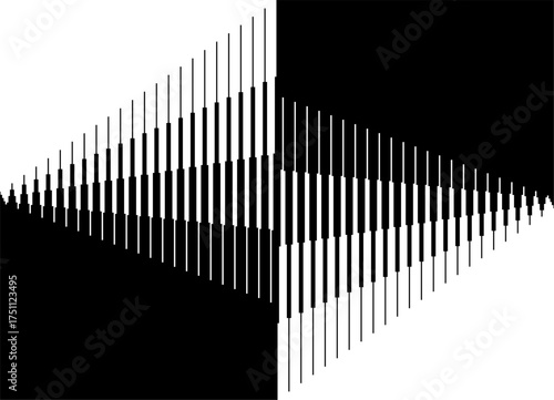 Striped pattern with transition from black to white stripes of broken lines. Halftone. Vector background for covers, advertising, packaging. Striped design element. Place for text. Crystal, diamond