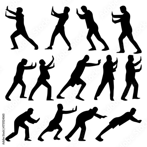 People Pushing vector set