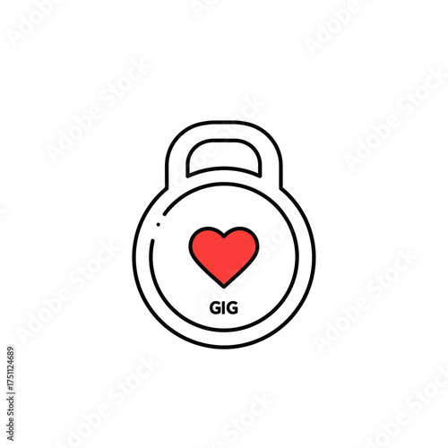 Kettlebell with heart and GIG text.