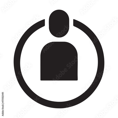User Profile Icon Symbol with Circle in Black and White Simple Graphic for Website and App Interface