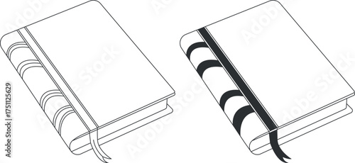 Notebook line art vector illustration