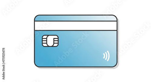 Blue credit card with chip and contactless payment symbol, representing modern financial technology