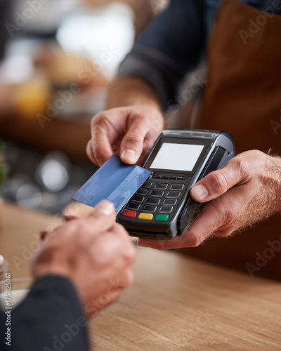 A man is paying for something with a credit card