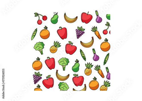 Fresh Fruits and Vegetables Pattern

