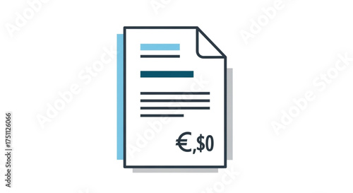 Invoice document with euro and dollar sign perfect for accounting, finance or business concept