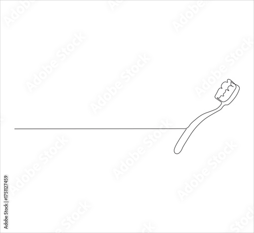 Continuous Line Drawing of Toothbrush – Minimalist One Line Dental Hygiene and Oral Care Illustration, Simple Editable Vector Outline Design for Health Concept