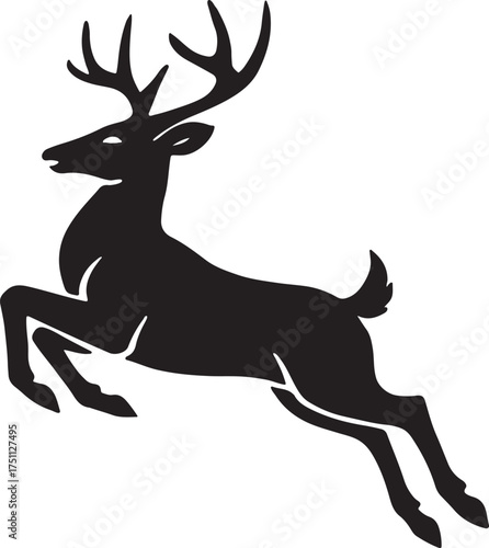 Leaping deer silhouette isolated on white background