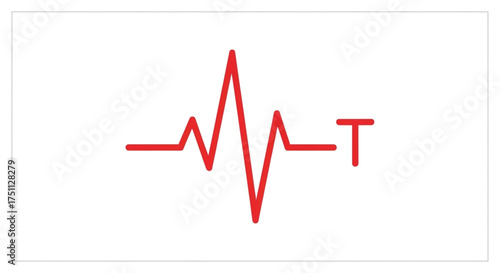 Illustration of a red heartbeat line, representing heart health, medical monitoring, and vital signs