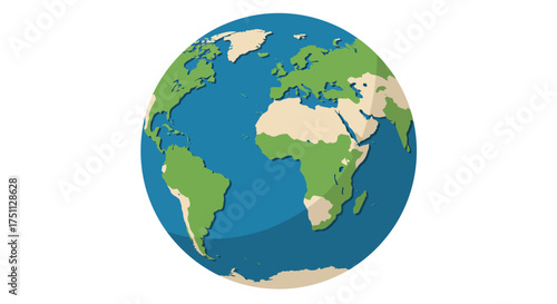 Cartoon Earth Globe Illustration with Continents and Oceans