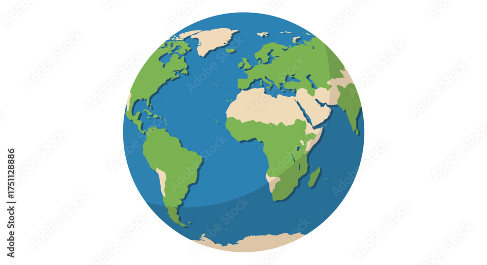 Fototapeta premium Cartoon Earth Globe Featuring Continents and Oceans