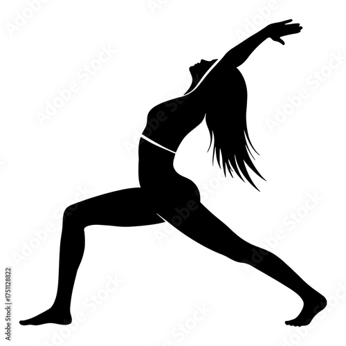 Woman Yoga Pose Silhouette Vector Style Black and White Outline Line Art Drawing Isolated Graphic