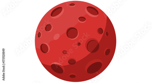Cartoon Red Planet with Craters Illustration