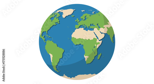 Cartoon Earth Globe Featuring Continents and Oceans