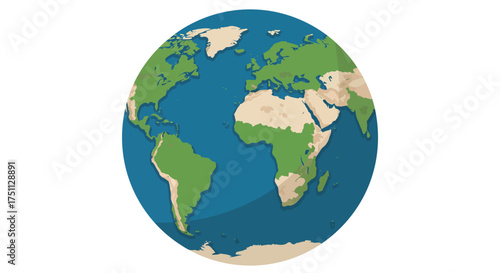Illustrated Earth Globe Featuring Continents and Oceans