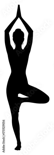 Woman Yoga Pose Simple Silhouette Vector Style Black and White Outline Line Art Drawing Illustration Graphic