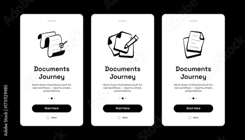 Hand-Drawn Document Icons — UI Composition
