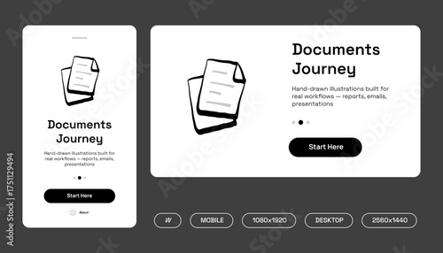 Hand-Drawn Document Icons for Digital Interface