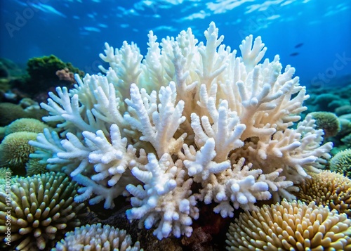 Coral Bleaching: A Macro View of Dying Reef, Vivid Ocean Scene