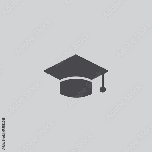 Simple black graduation cap icon against a light gray background