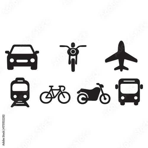 Vehicle elevation and top view vector flat