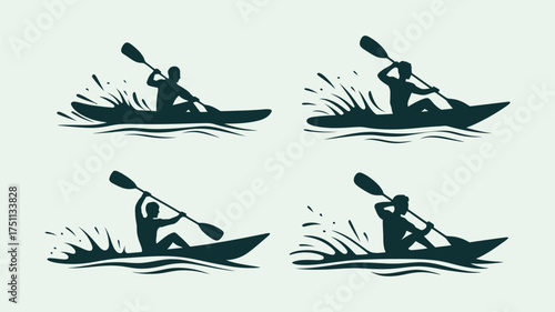 Kayaking Silhouette Vector Illustration