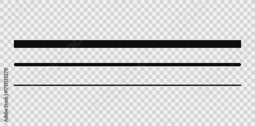 Straight line, stripe from thin to thick vector line